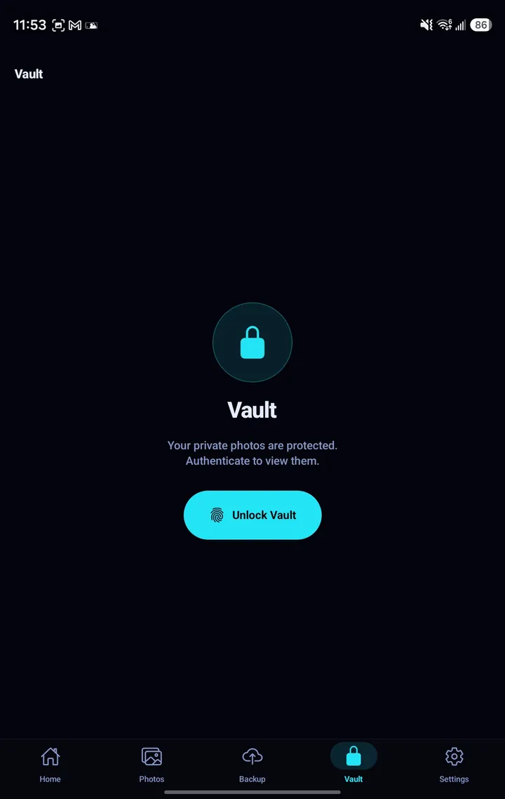 Pluto Companion vault locked behind biometric authentication
